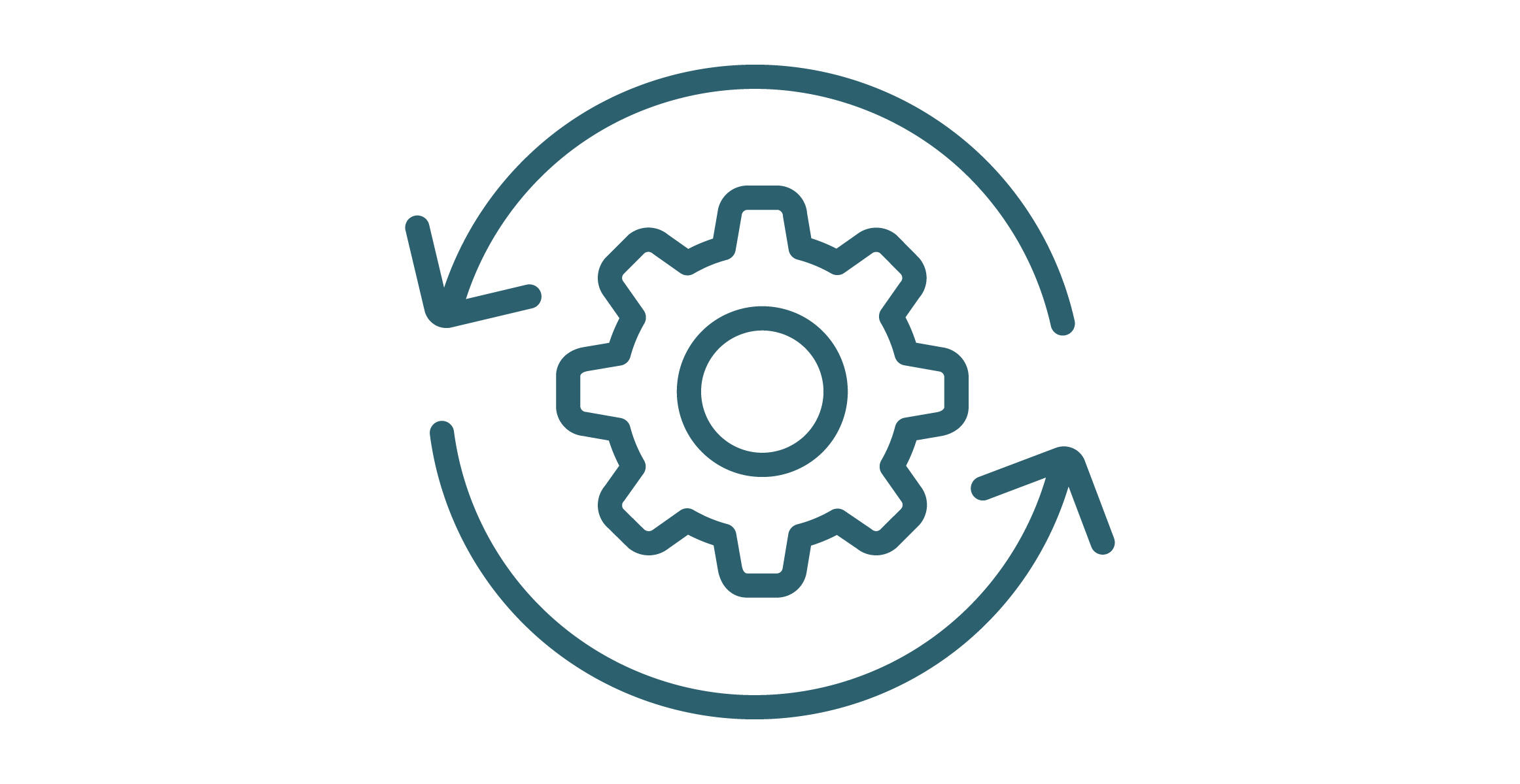 Icon of gear wheel with circular arrows around it