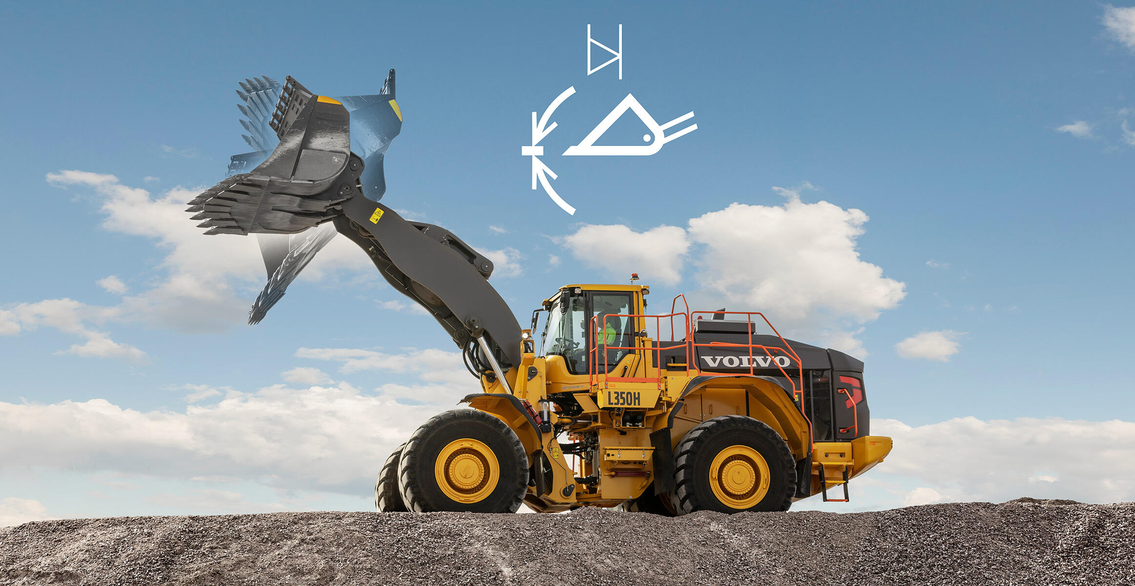 L350H轮式装载机具有铲斗调平功能。